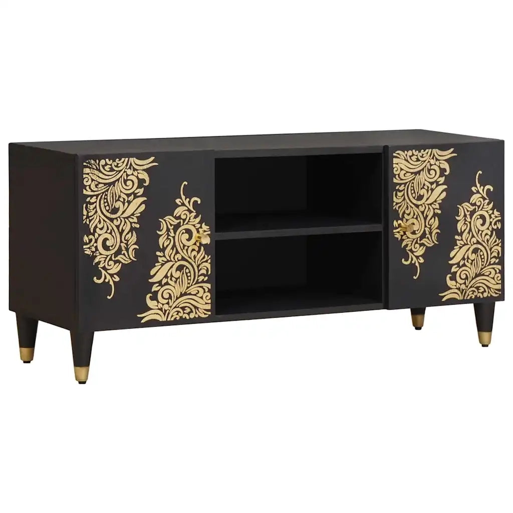 Mobile TV-Credenza per TV-Console TV Nero 105 x 33 x 46 cm Legno di mango massello 154786