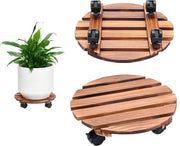 Supporto per Piante su Ruote - 30 cm - Carrello Rotolante per Grandi Piante - Dolly per Piante Resistenziato - Color Caffè Scuro