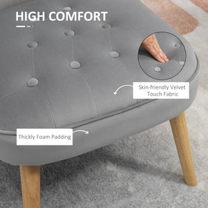 Sedia Imbottita 60x66x79 cm  in Tessuto Vellutato Grigia