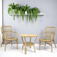 Salotto Mandola in legno di bambu e vimini naturale con 2 poltrone e 1 tavolino