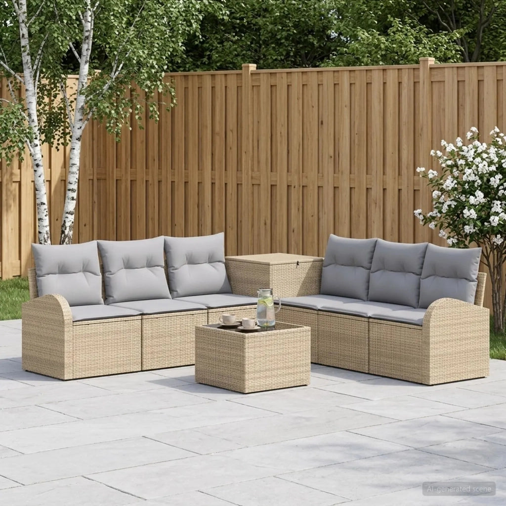 Set di divani 8 pz Beige e Grigio Chiaro 3448123