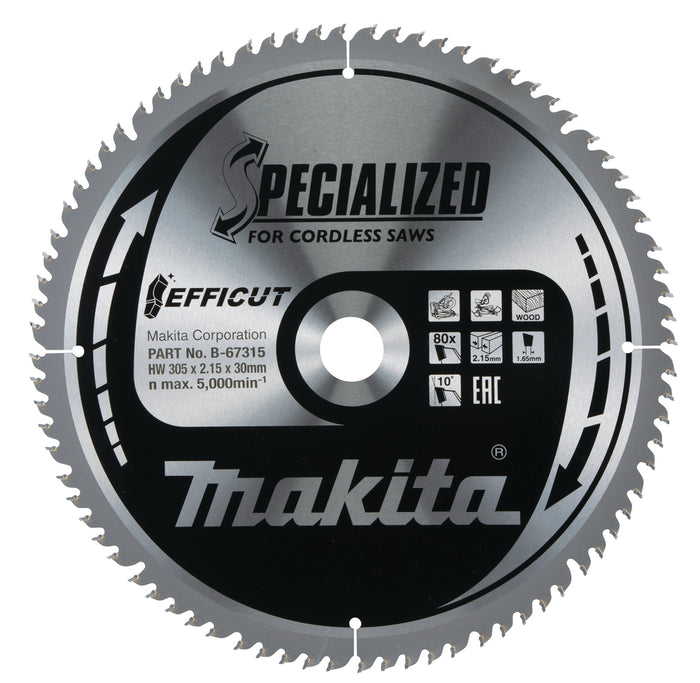 Lama troncatrice Makita per legno diametro 305 mm x 30 mm 80 denti B-67315