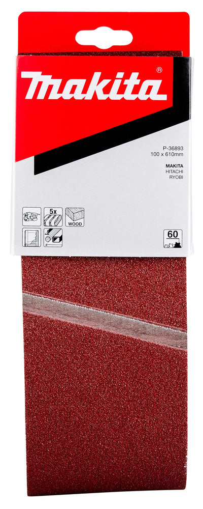 Nastro abrasivo MAKITA 100x610mm, GR.60, 5pz - P-36893