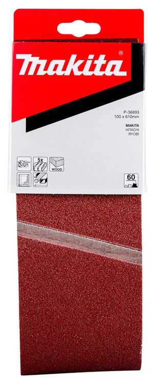 Nastro abrasivo MAKITA 100x610mm, GR.60, 5pz - P-36893