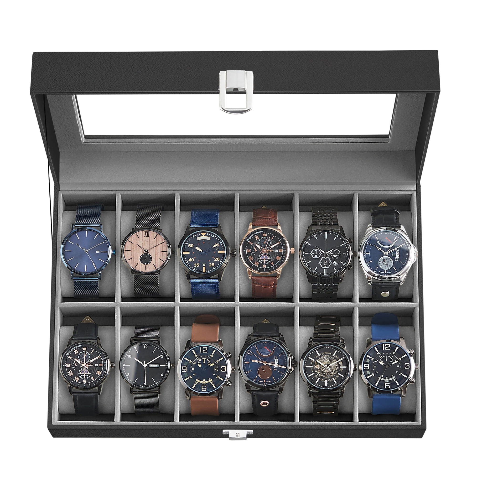 Valora WATCH BOX 12 Porta orologi con fodera in velluto nero