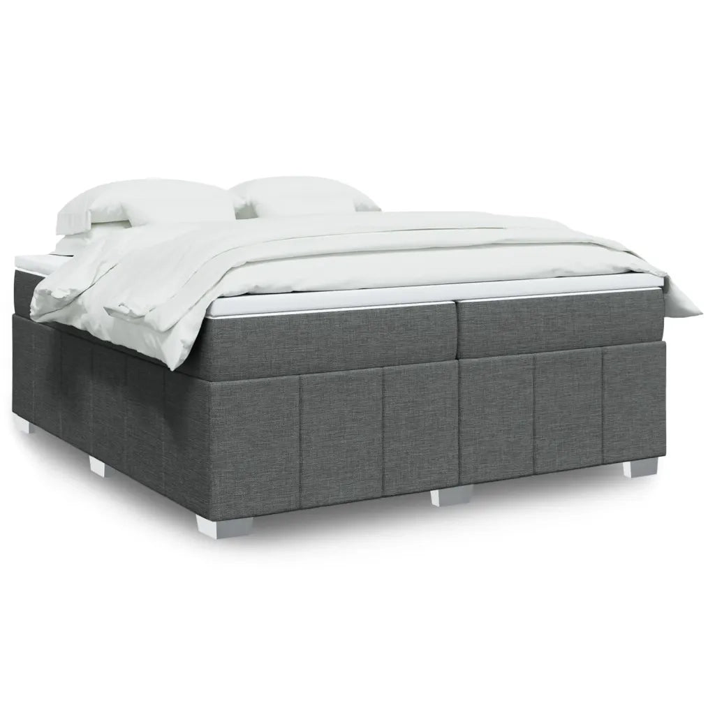 Giroletto a Molle con Materasso Grigio Scuro 200x200 cm Tessuto