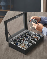 Valora WATCH BOX 12 Porta orologi con fodera in velluto nero