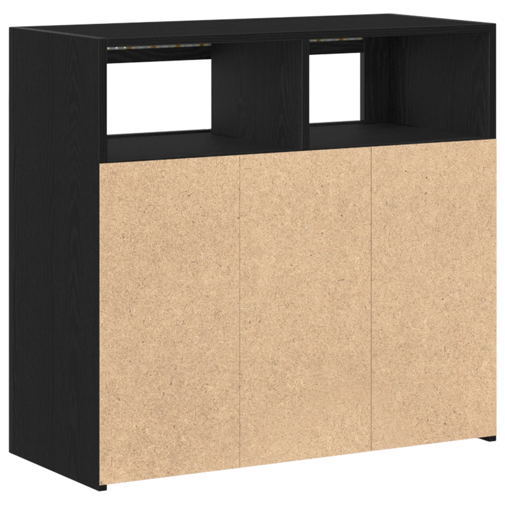 Mobile con luci LED Rovere Nero 80x35x75 cm in legno ingegnerizzato