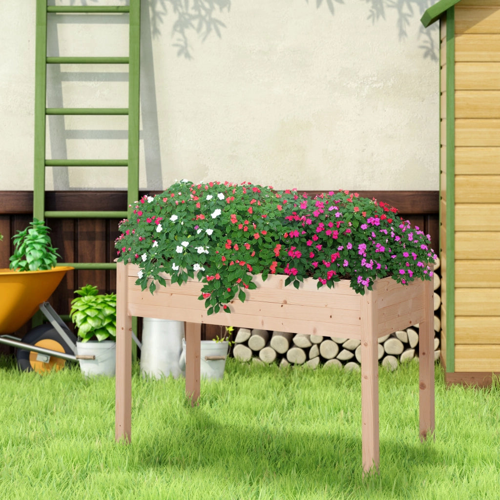 Letto da giardino elevato in legno ¨C zephmum ¨C 122.5x56.5x76 cm con tela non tessuta