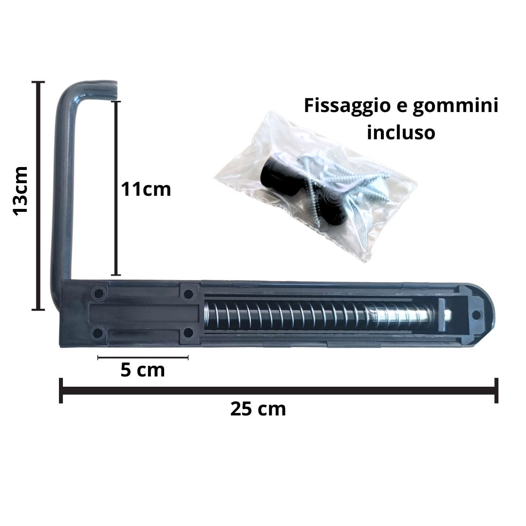 Fermapersiana fermoimposta piemontese in metallo con fissaggio, carter e gommini