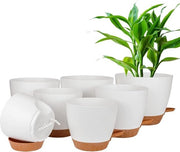 Set di vasi per piante indoor - set di 7 vasi in plastica per autoirrigazione, esterni e interni, con fori di drenaggio - bianco