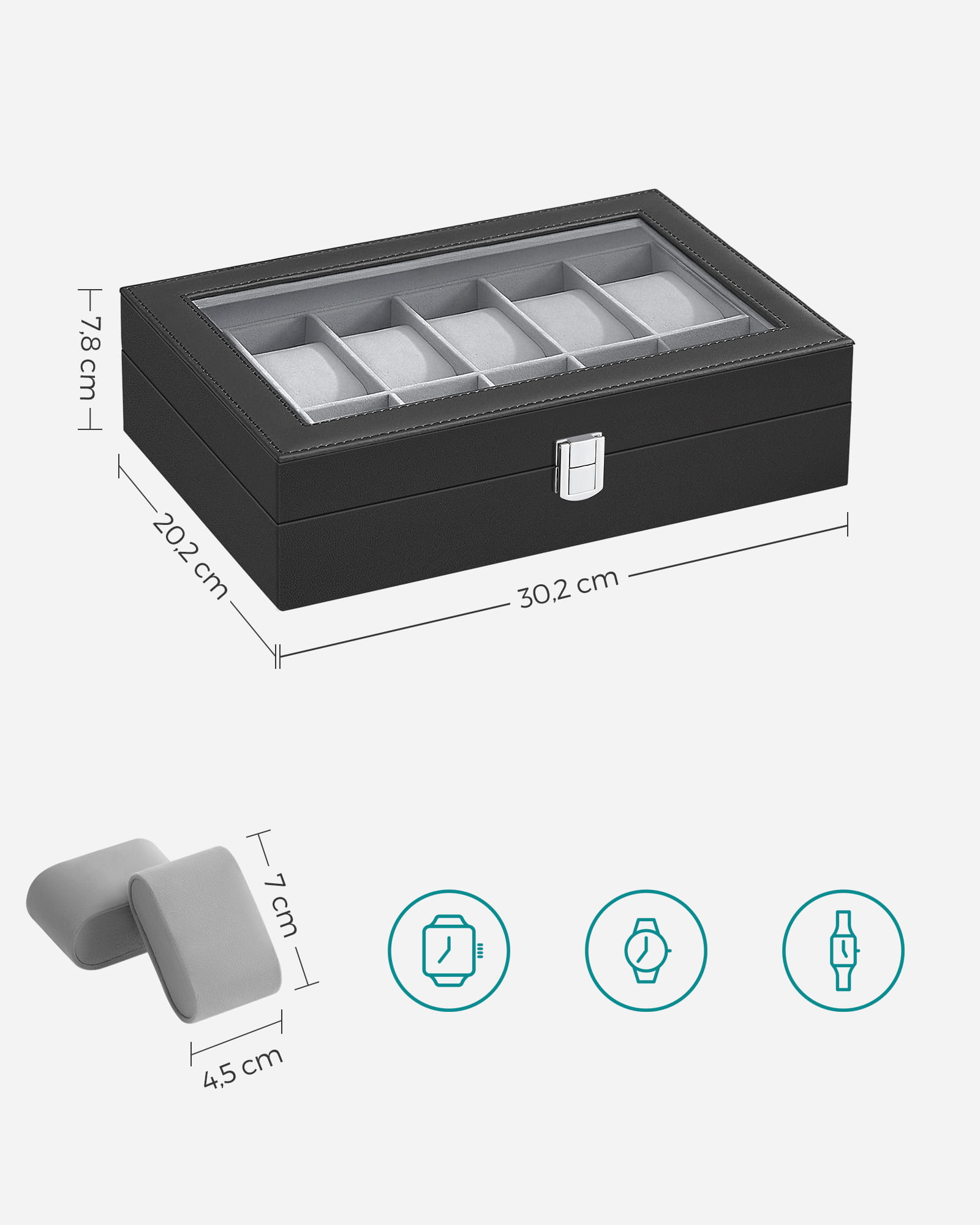 Valora WATCH BOX 12 Porta orologi con fodera in velluto nero