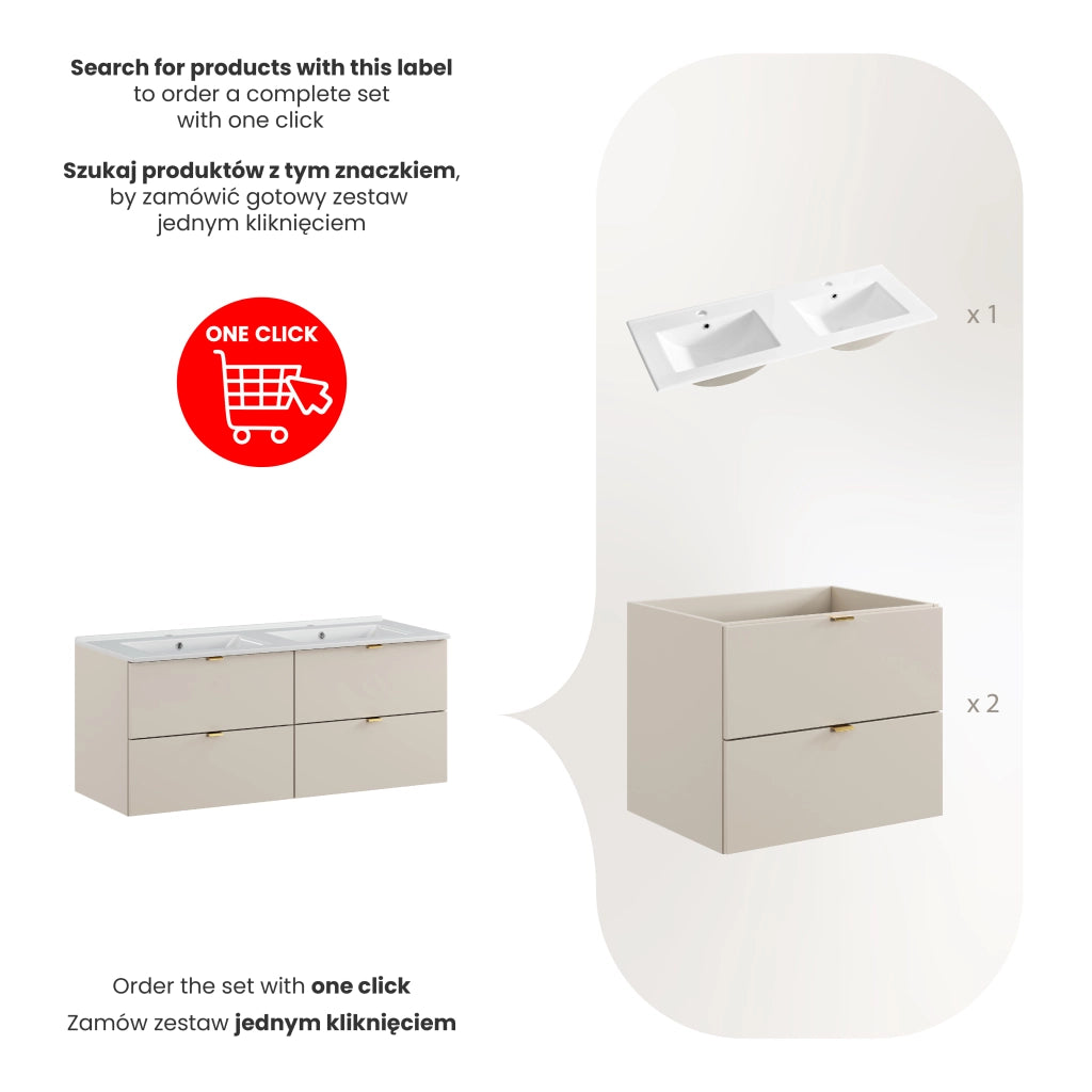 Set mobili bagno 120 cm con lavabo per mobile Lava Dalia Cashmere 120 x 1401 x 46 cm