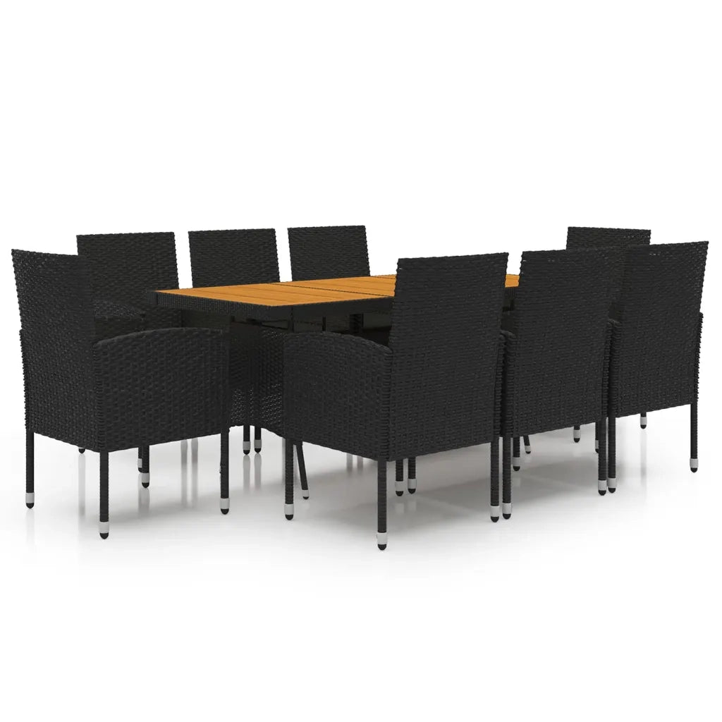 Set da Pranzo per Esterni 9 pz in Polyrattan Nero 3120111