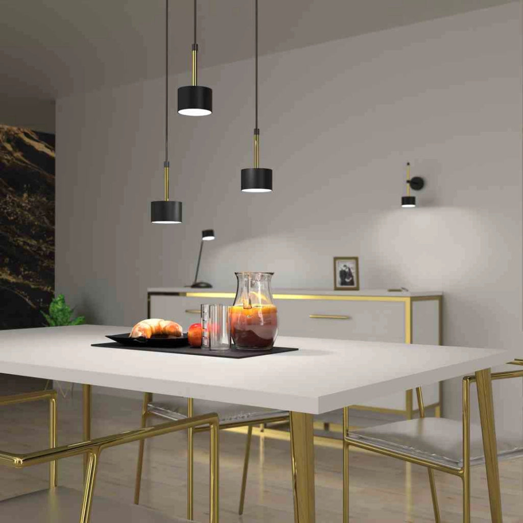 Lampadario a sospensione Milagro Arena 3 luci nero ottone