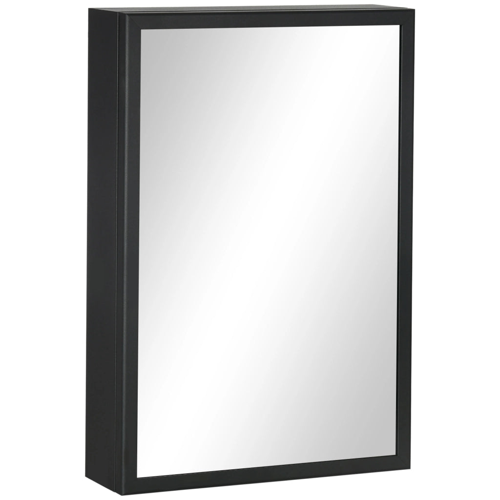 Specchio armadio bagno a parete con 3 ripiani, 40 x 12 x 60 cm, nero