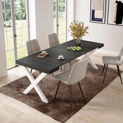 Consolle allungabile, 58 fino 222x90x73cm, Per 10 persone, Gambe in legno, Nero RF2800