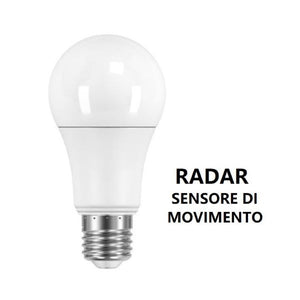 LAMPADINA LED CON SENSORE DI MOVIMENTO RADAR E27 LUCE CALDA 2700K BOT LIGHTING