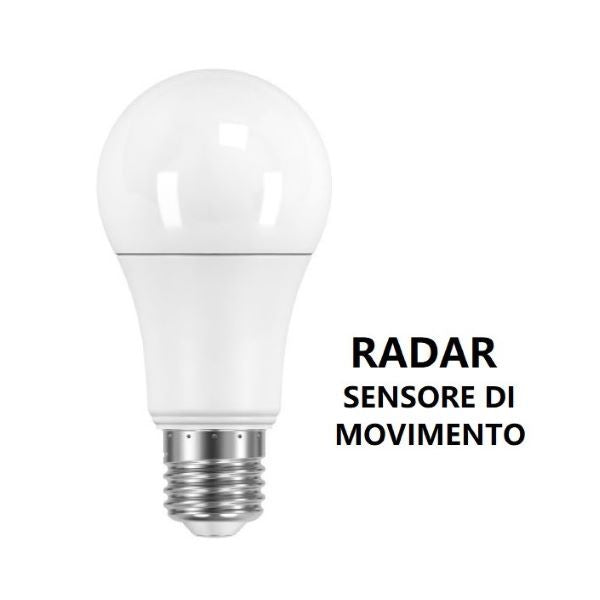LAMPADINA LED CON SENSORE DI MOVIMENTO RADAR E27 LUCE CALDA 2700K BOT LIGHTING