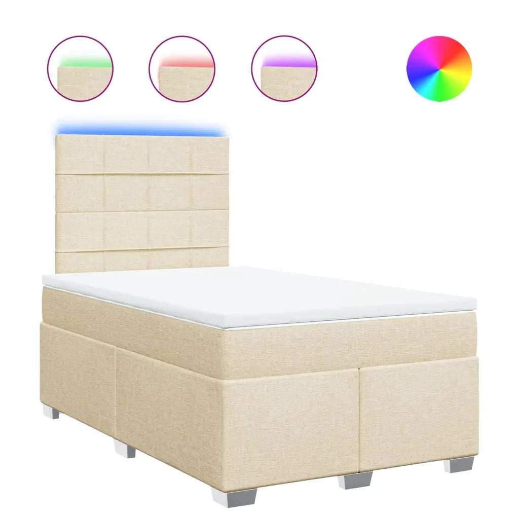 vidaXL Giroletto a Molle con Materasso Crema 120x190 cm in Tessuto