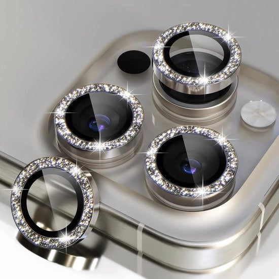Protettore di Lente per iPhone 16 Pro Max - Vetro Temprato con Rhinestone per Protezione della Fotocamera