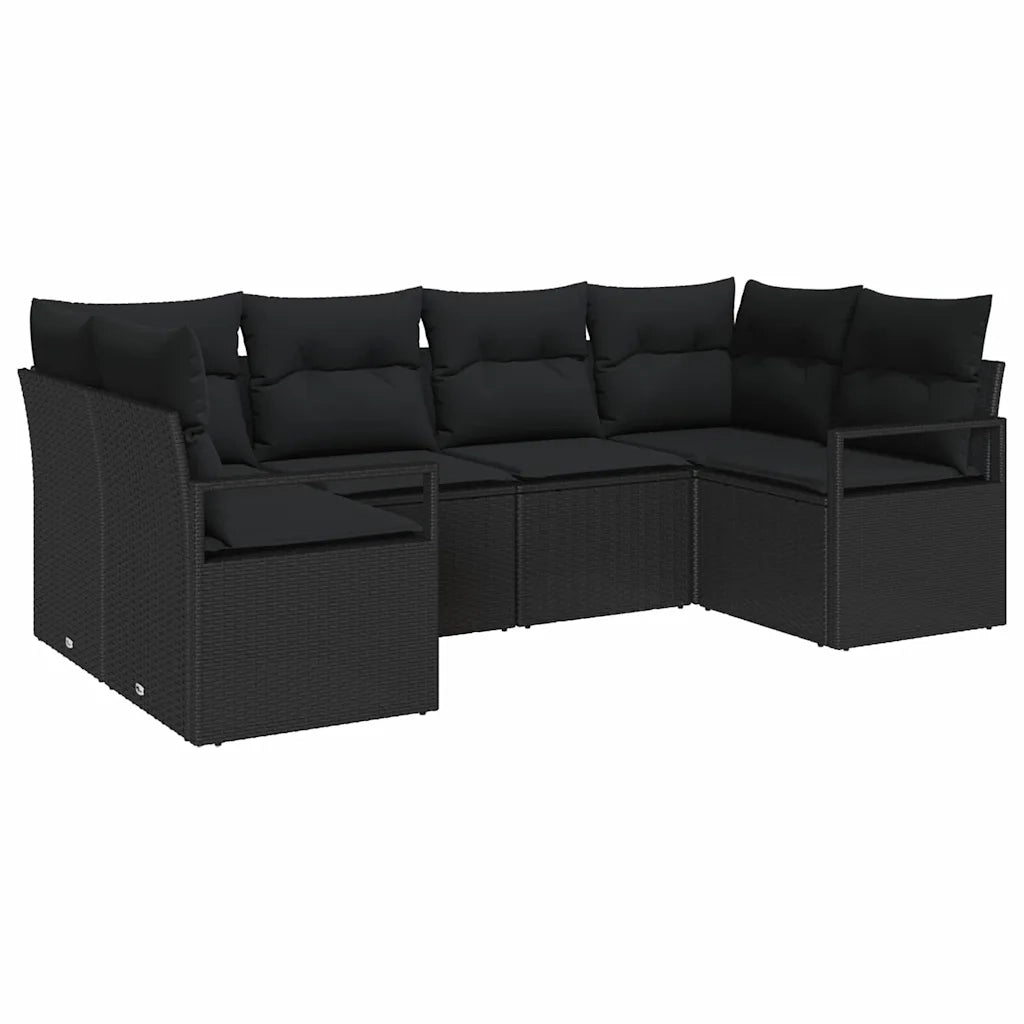 Set Divano da Giardino con cuscino 6 pcs Nero polyrattan 3355192