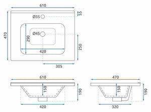 Set Di Mobili Da Bagno Con Lavabo Astor 60cm White