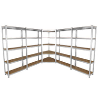 4 Scaffali Galwix 90cm in Acciaio Senza Bulloni & 1 Scaffale ad Angolo Galwix