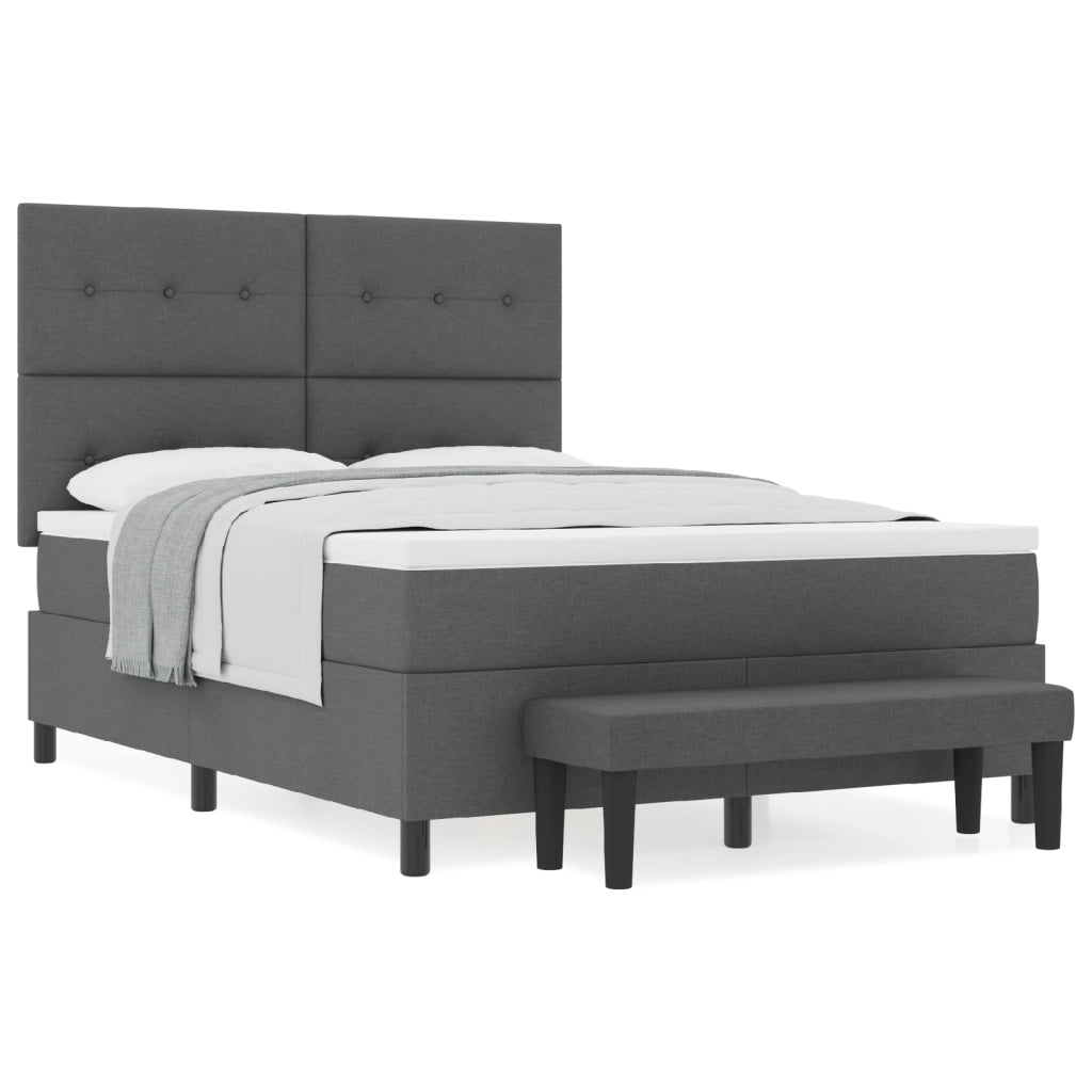 Letto a Molle con Materasso & Panchina Grigio Scuro 140x200 cm Tessuto