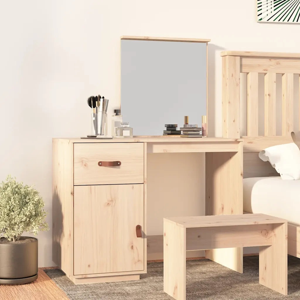 Toeletta | Tavolo da Trucco 95x50x134 cm in Legno Massello di Pino