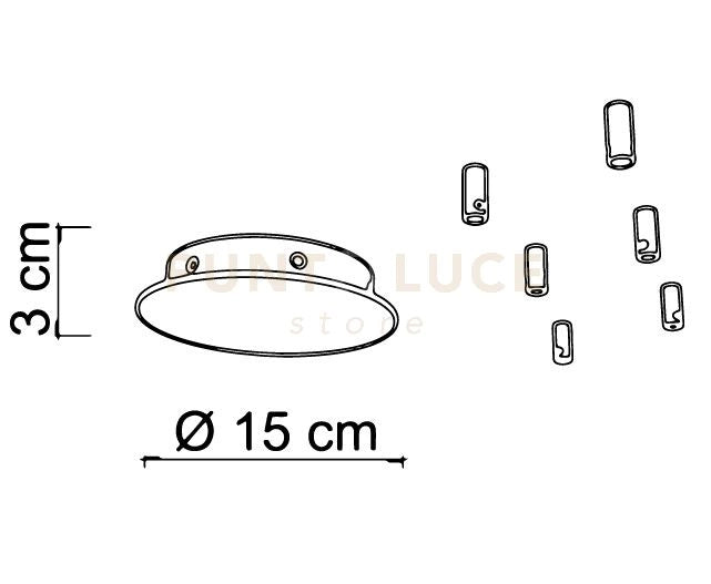 BASE-6R N Base a raggio 6 luci nero opaco d.15cm