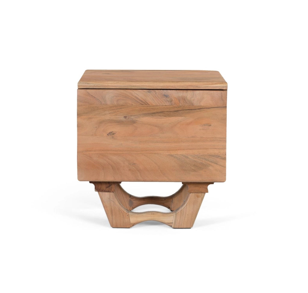 Comodino in legno di acacia naturale