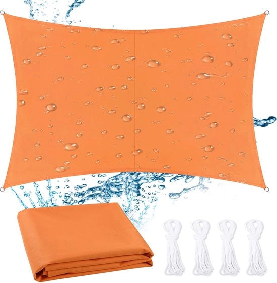 Ombrellone solare 2 x 3 metri - rettangolare - impermeabile - blocca raggi UV - per giardino - terrazzo - piscina - campeggio - arancione