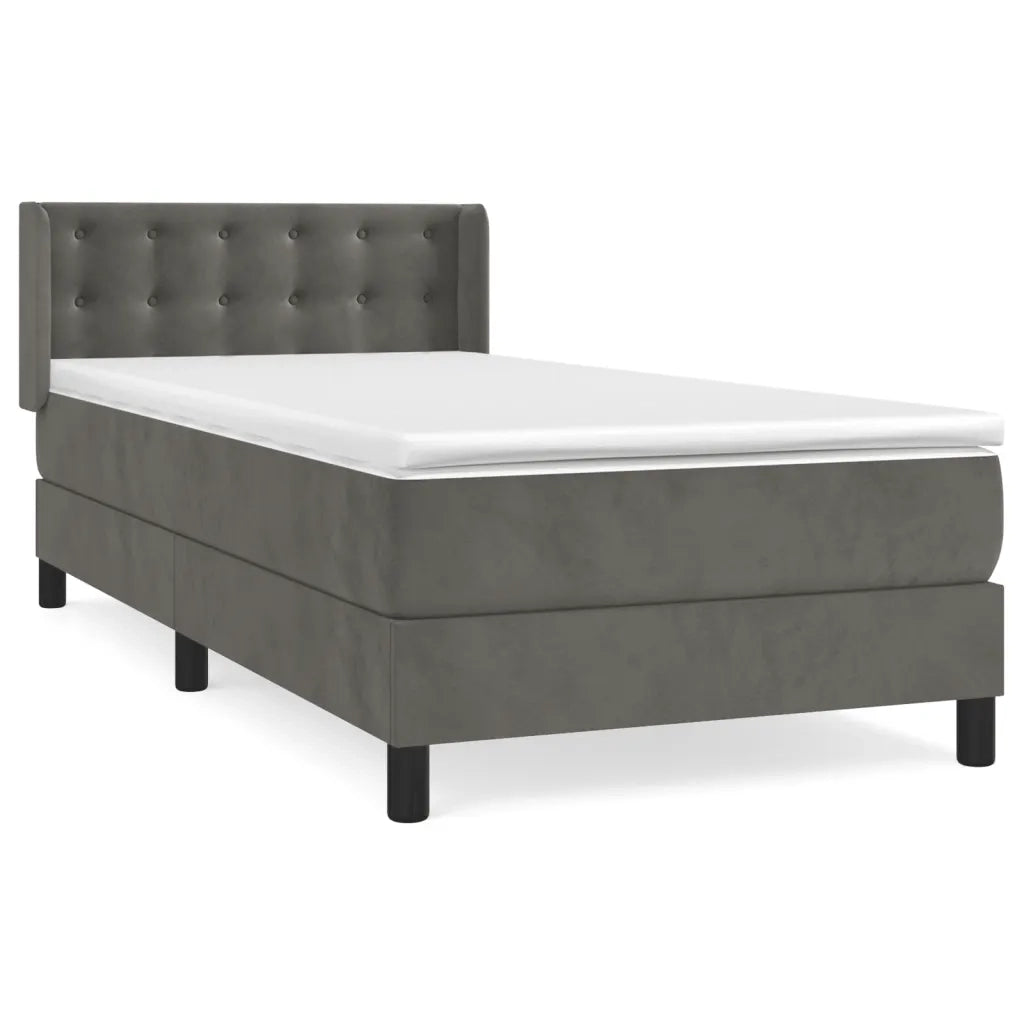 Giroletto a Molle con Materasso-Struttura Letto Grigio Scuro 80x200 cm Velluto 869974