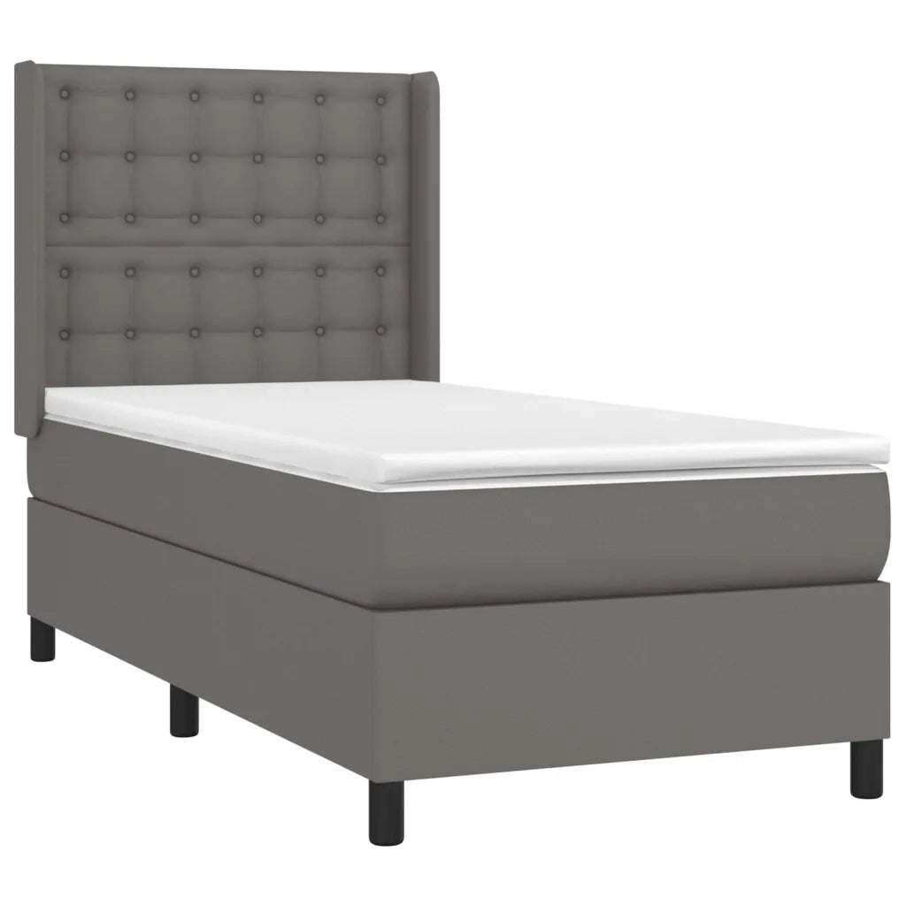 Giroletto a Molle con Materasso-Struttura Letto con Materasso Grgio 80x200 cm in Similpelle 869615