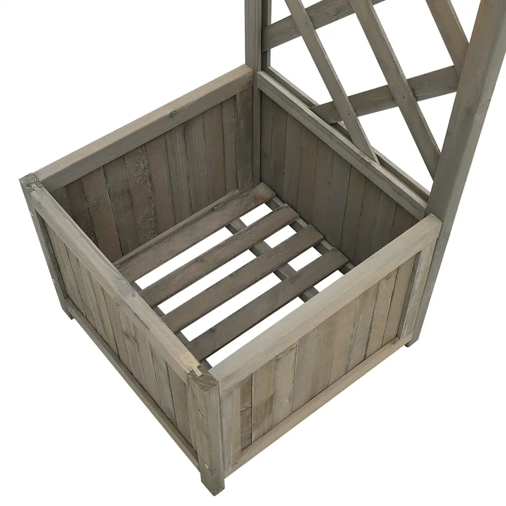 Pergola da Giardino con Fioriera-Vaso con Griglia-Contenitore per Piante Grigio Legno Massello di Abete