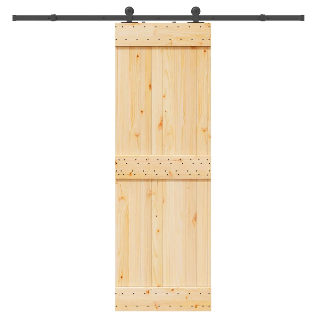 Porta scorrevole NARVIK Naturale e Nero 70 x 210 cm (213,5 cm) 3445269