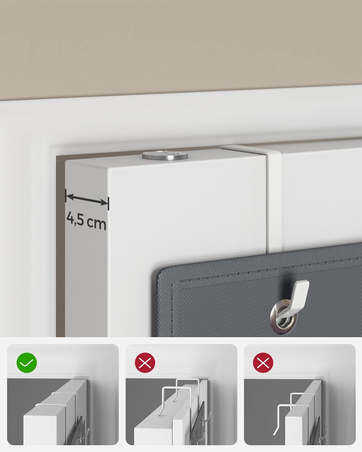 Valora ORGANIZER RDH04G Tessuto non tessuto grigio da appendere 4 scomparti