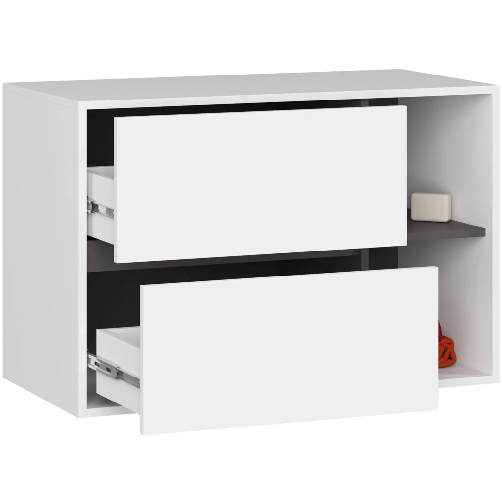 Mobile bagno sospeso senza lavabo VAMI Bianco, Grigio Grafite 90 cm 2 cassetti 90x45,5x60 cm