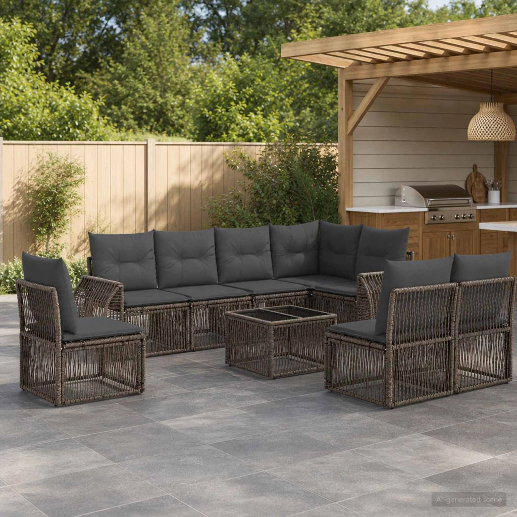 Set Divano da Giardino 9 pz Grigio e Grigio Scuro polyrattan 3435437