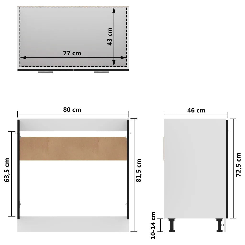 Mobile Sottolavello “Lyon” Nero 80x46x81,5 cm 801197