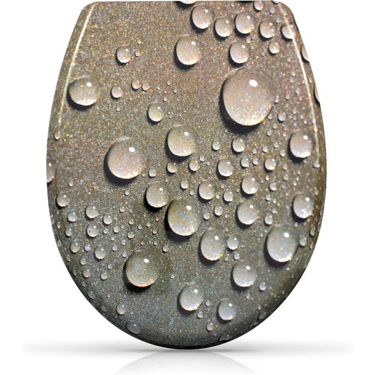 Sedile wc fantasia e chiusura ammortizzata - motivo gocce d acqu