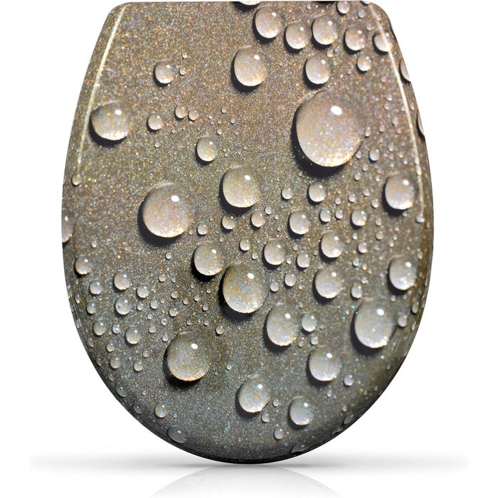 Sedile wc fantasia e chiusura ammortizzata - motivo gocce d acqu