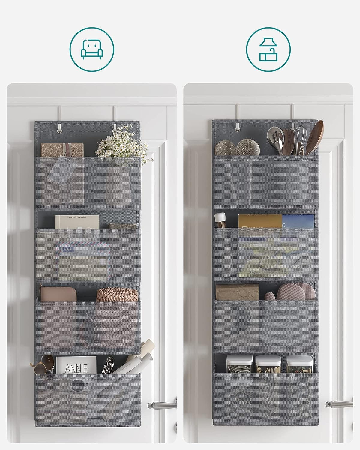 Valora ORGANIZER RDH04G Tessuto non tessuto grigio da appendere 4 scomparti