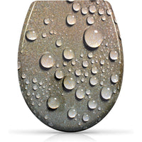 Sedile wc fantasia e chiusura ammortizzata - motivo gocce d acqu