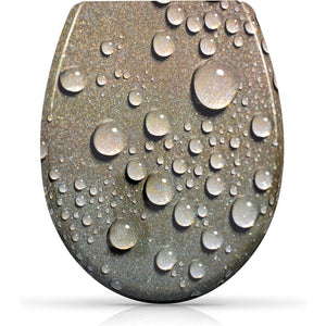 Sedile wc fantasia e chiusura ammortizzata - motivo gocce d acqu