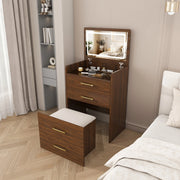 Tavolo da toeletta 3-in-1 con specchio aperto; piano vetro trasparente; 3 cassetti; compatto per camera; Bianco; B60×H118×P40cm
