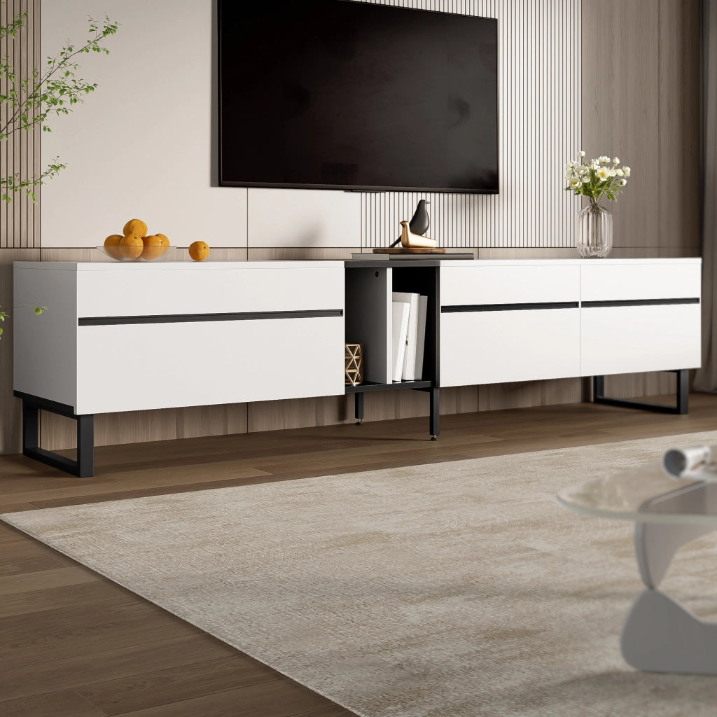 Cassettiera TV bianca in truciolare lunghezza 180 cm