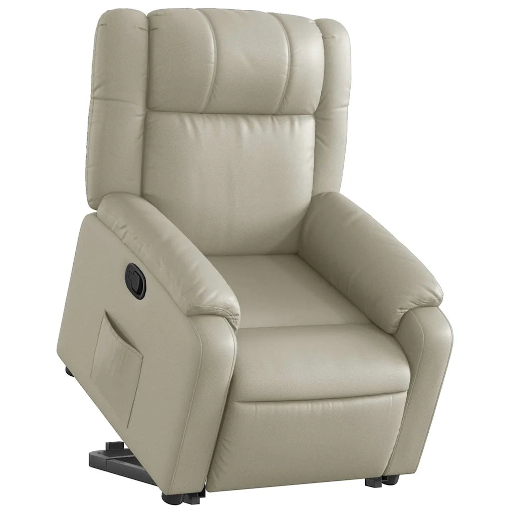 Poltrona Alzapersona Reclinabile Crema in Similpelle 3205151