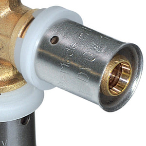 Raccordo tee ridotto diam.20x20x16 a pressare per multistrato